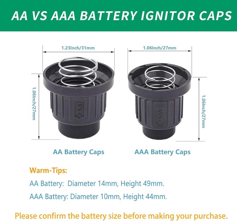 A.I.FORCE 2Pcs AA Battery Igniter Caps, Ignitor Push Button Only for AA Battery (Dia. 14.5mm, Length 50.5mm), Ignition Caps Replacement for Gas Fire Pit, BBQ, Grill, Barbecue Spark Generator - Image 2